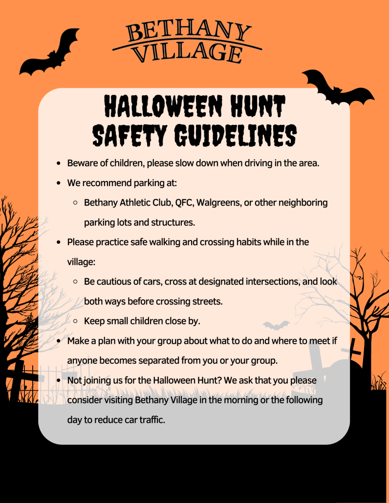 bethany village halloween hunt safety guidelines
